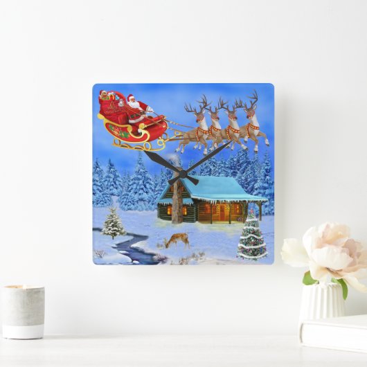 HERE COMES SANTA CLAUS VIERKANTE KLOK (Huis)