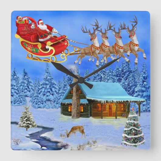 HERE COMES SANTA CLAUS VIERKANTE KLOK (Voorkant)