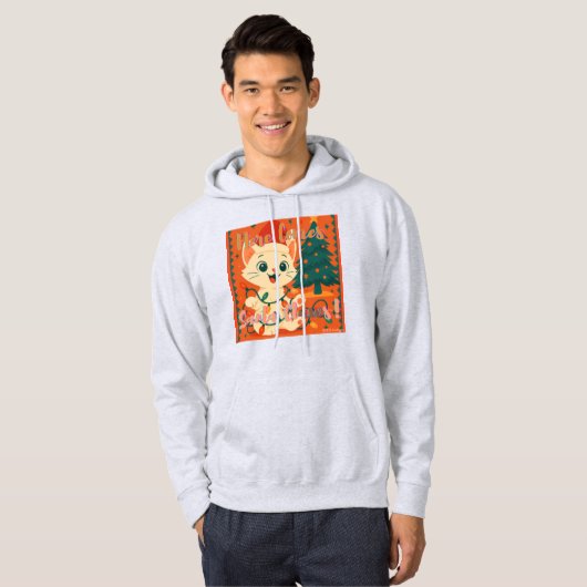 Here Comes Santa Claws! Funny Santa Cat Hoodie (Voorkant volledig)