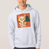 Here Comes Santa Claws! Funny Santa Cat Hoodie (Voorkant)