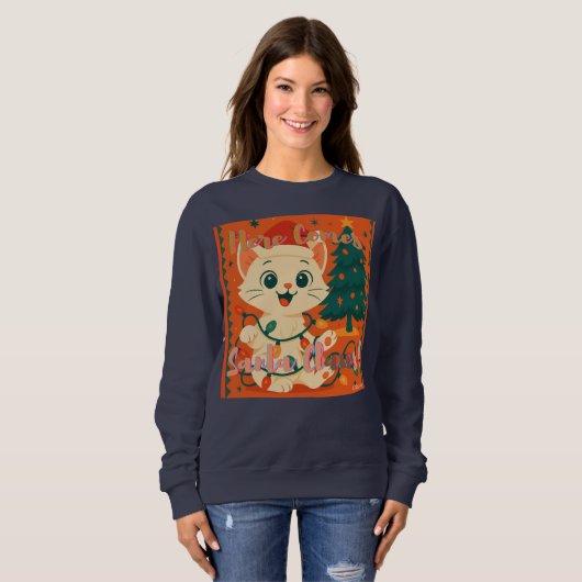 Here Comes Santa Claws! Funny Santa Cat Trui (Voorkant volledig)