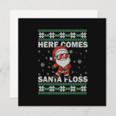 Here Comes Santa Floss UGLY Kerst Pijama Heren F Kaart (Voorkant / Achterkant)