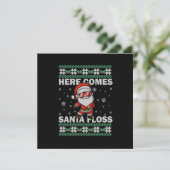 Here Comes Santa Floss UGLY Kerst Pijama Heren F Kaart (Staand voorkant)
