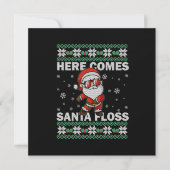 Here Comes Santa Floss UGLY Kerst Pijama Heren F Kaart (Voorkant)