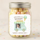 Here Comes the Scoop! Mint Ice Cream Truck Photo  Vierkante Sticker