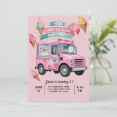 Here Comes the Scoop! Pink Ice Cream Truck  Kaart (Staand voorkant)