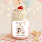 Here Comes the Scoop! | Pink Ice Cream Truck Photo Vierkante Sticker