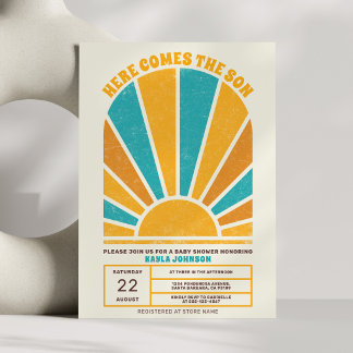 Here Comes the Son Arch Sun Retro Boho Vintage Kaart