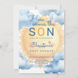 Here comes the son baby boy shower kaart