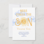 Here Comes The Son Baby Shower  Bedankkaart (Voorkant)
