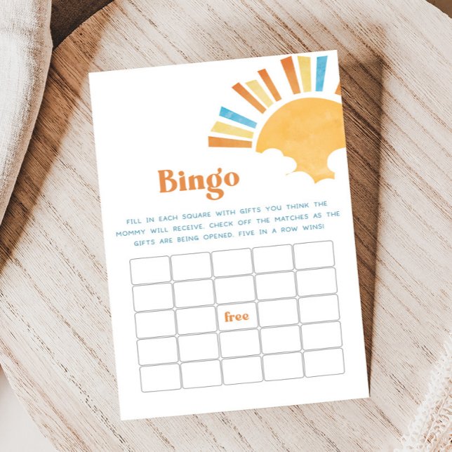 Here Comes the Son Baby Shower Bingo Spel (Here Comes the Sun Baby Shower Game)