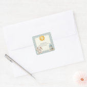 Here Comes the Son Baby Shower Blue Stripe Vierkante Sticker (Envelop)