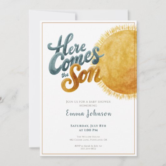 Here Comes the Son Baby Shower Invitation (Voorkant)