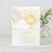 Here Comes The Son | Baby Shower Kaart (Staand voorkant)