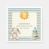 Here Comes the Son Baby Shower Napkins Blue Stripe Servet (Voorkant)