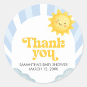 Here Comes the Son Baby Shower Ronde Sticker (Voorkant)