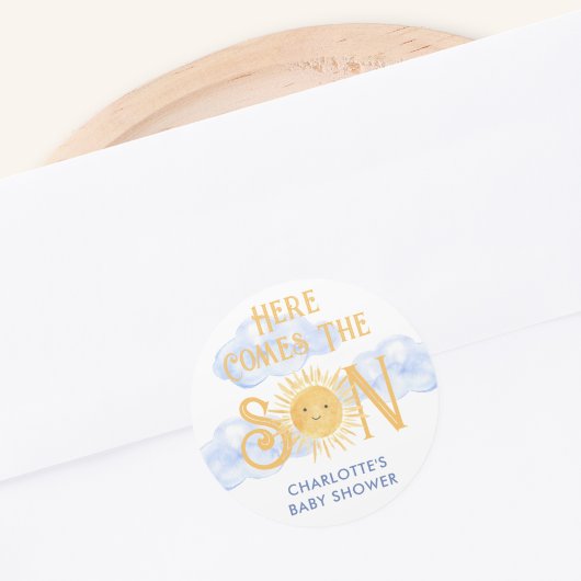 Here Comes The Son Baby Shower Ronde Sticker