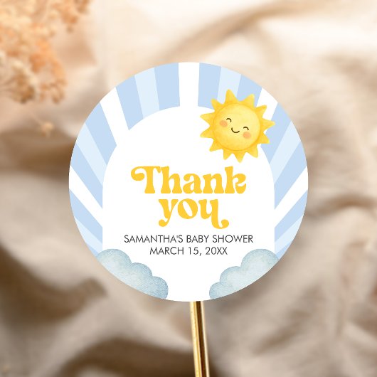 Here Comes the Son Baby Shower Ronde Sticker