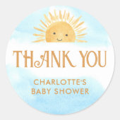 Here Comes The Son Baby Shower Thank You Ronde Sticker (Voorkant)