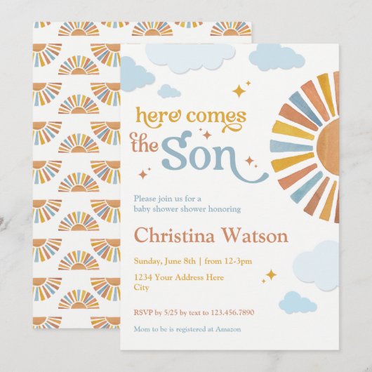 Here Comes The Son beroemd gemaakt door Baby showe Kaart (Voorkant / Achterkant)