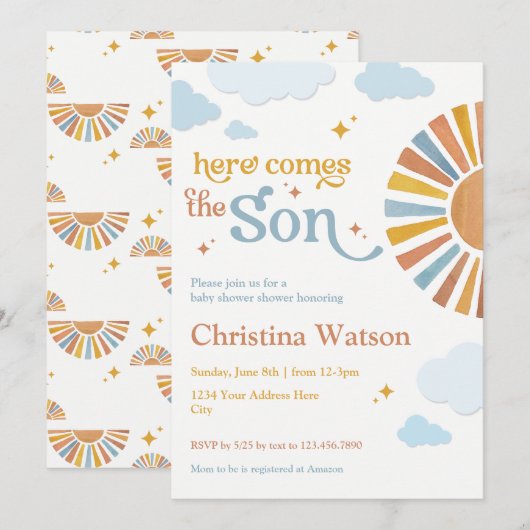 Here Comes The Son beroemd gemaakt door Baby showe Kaart (Voorkant / Achterkant)