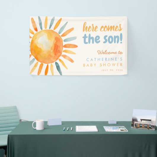 Here Comes the SON Boho Baby Shower Banner (Beurs)