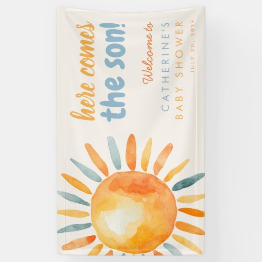 Here Comes the SON Boho Baby Shower Banner (Verticaal)