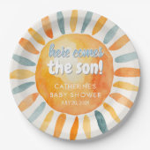 Here Comes the SON Boho Baby Shower Paper Plates Papieren Bordje (Voorkant)
