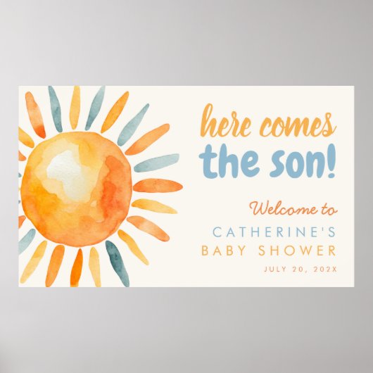 Here Comes the SON Boho Baby Shower Poster (Voorkant)