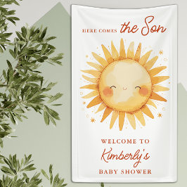 Here Comes The Son Boho Cute Baby Shower Welcome Spandoek