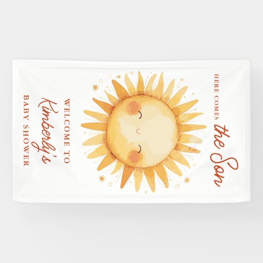 Here Comes The Son Boho Cute Baby Shower Welcome Spandoek (Horizontaal)