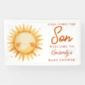 Here Comes The Son Boho Lieve Welkom Baby Shower Spandoek (Horizontaal)