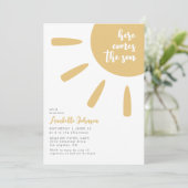 Here Comes The Son Boho Minimal Baby Shower Kaart (Staand voorkant)