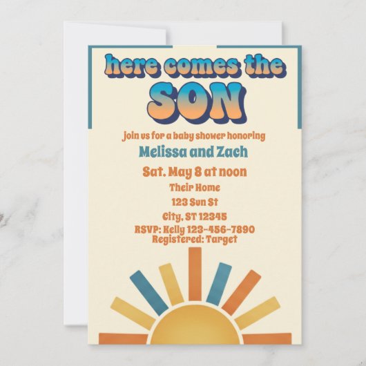 Here Comes the SON, Boho Sun Baby Shower Kaart (Voorkant)