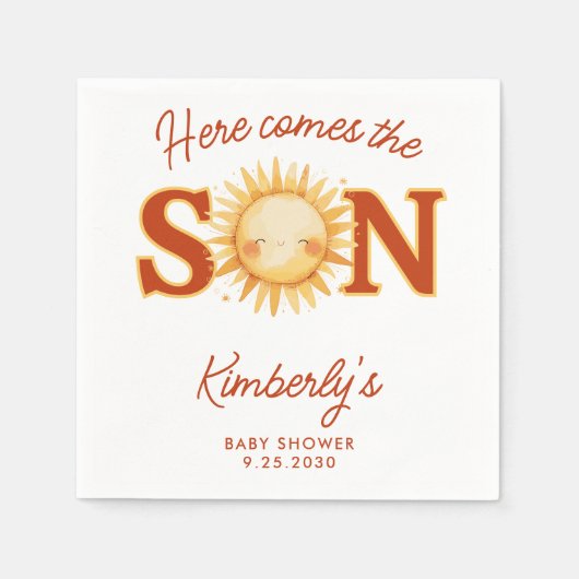 Here Comes The Son Boho Sunshine Cute Baby Shower Servet (Voorkant)