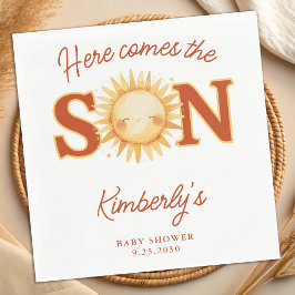Here Comes The Son Boho Sunshine Cute Baby Shower Servet