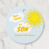 Here Comes The Son Boy Baby Shower Bedankjes Labels (Voorkant)