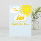 Here Comes The Son Boy Baby Shower Bedankkaart (Staand voorkant)