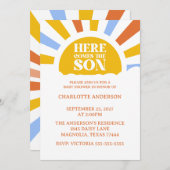 Here Comes The Son Boy Baby Shower Kaart (Voorkant / Achterkant)