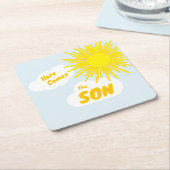 Here Comes The Son Boy Baby Shower Kartonnen Onderzetters (Schuin)