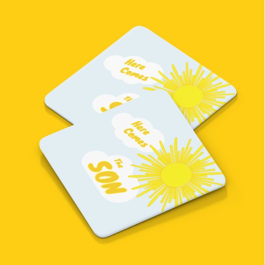 Here Comes The Son Boy Baby Shower Kartonnen Onderzetters