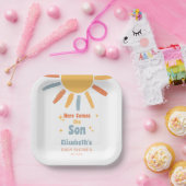 Here Comes The Son Boy Baby Shower Papieren Bordje (Feest)