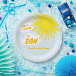 Here Comes The Son Boy Baby Shower Papieren Bordje