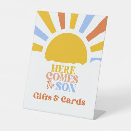 Here Comes The Son Boy Baby Shower Reclamebord Met Voetstuk
