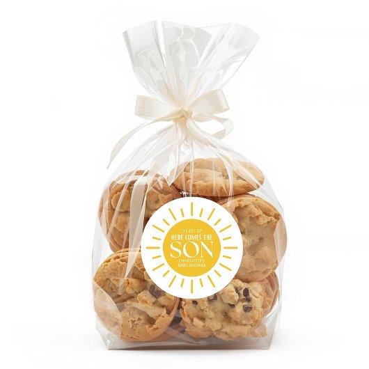 Here Comes The Son Boy Baby Shower Ronde Sticker