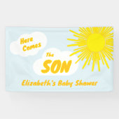 Here Comes The Son Boy Baby Shower Spandoek (Horizontaal)