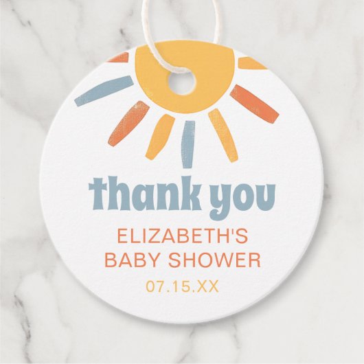 Here Comes The Son Boy Baby Shower Thankyou Bedankjes Labels (Voorkant)