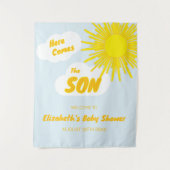 Here Comes The Son Boy Baby Shower Wandkleed (Voorkant)