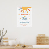 Here Comes The Son Boy Baby Shower Welcome Sign Poster (Keuken)