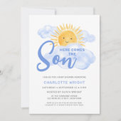 Here Comes The Son Boy's Baby Shower Kaart (Voorkant)